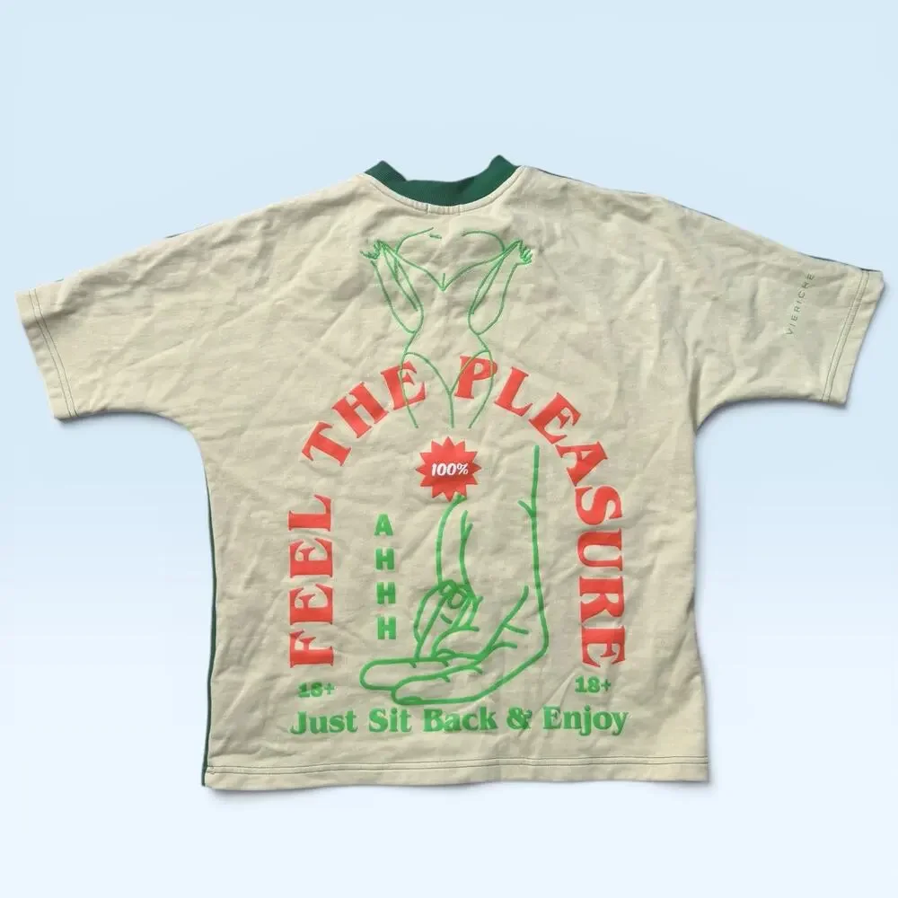 Vieriche Green Graphic Embroidered T-Shirt Men’s Size S Streetwear